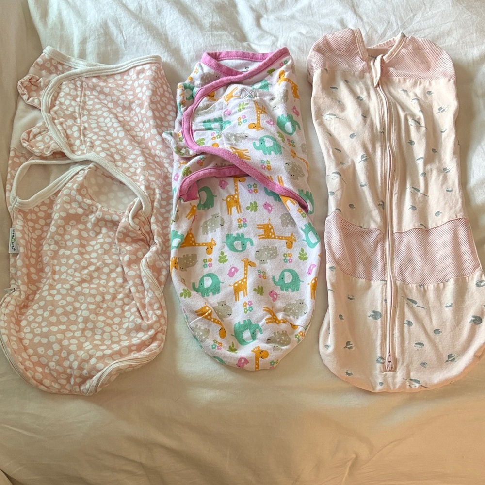 Adorable Baby Swaddle Set in Pink and Multicolor